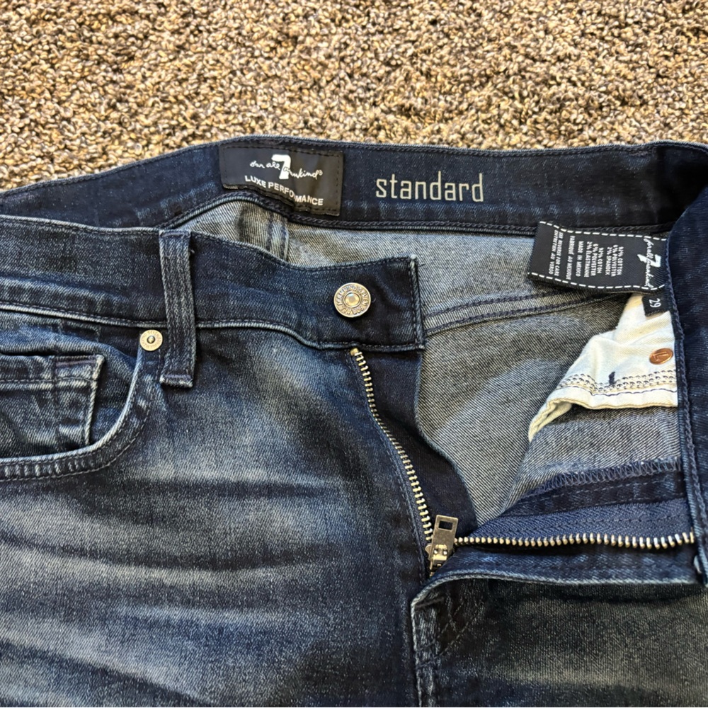 7 for all mankind jeans.  The standard cut.  29x32. 7” leg opening.